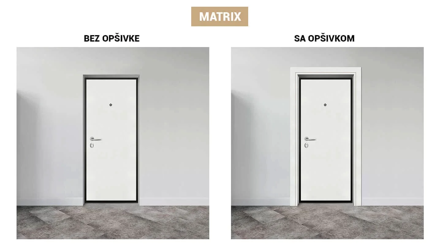 Matrix — prikaz vrata bez opšivke i sa opšivkom